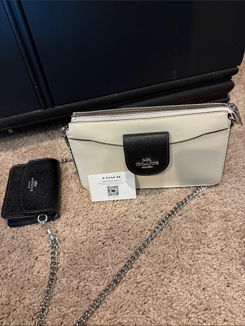 Coach Two-Tone Crossbody Bag — White & Black - Picture 7 of 8